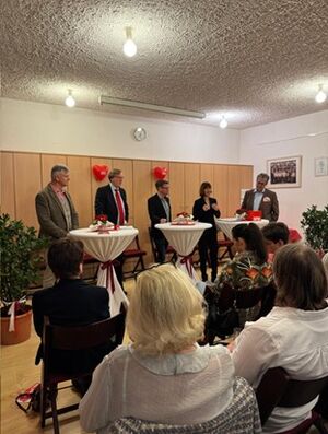 Gesprächsrunde mit (v.l.) Andreas Engel, Benjamin Klinger, Patrick Eckert, Heike Hofmann, Rüdiger Holschuh